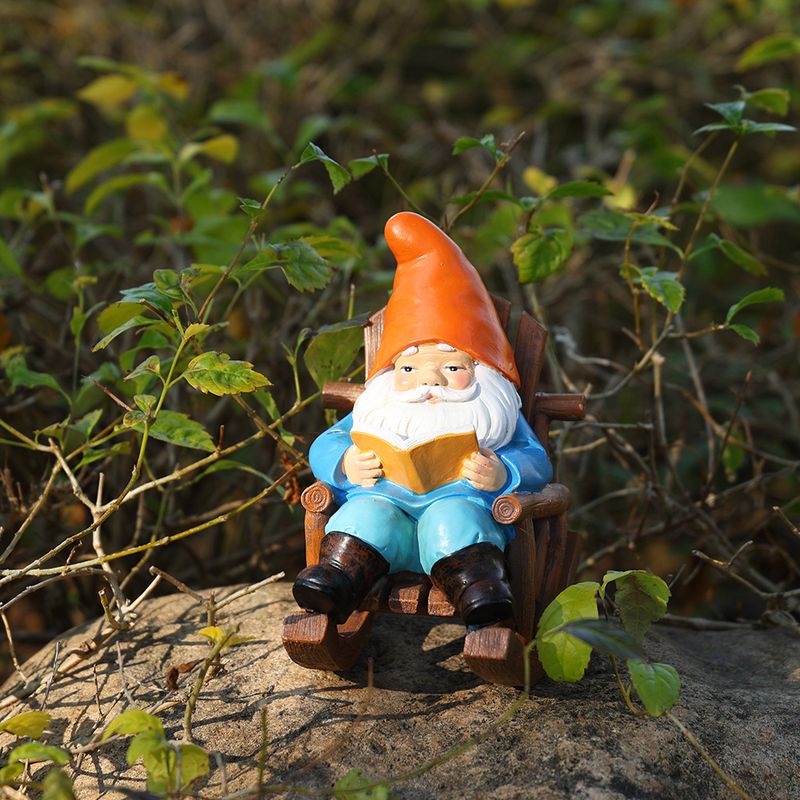 New Recliner Reading Floor Figurine Home Decor Gnome Dwarf Garden Statue Decoration Resin Craft_voghion.com