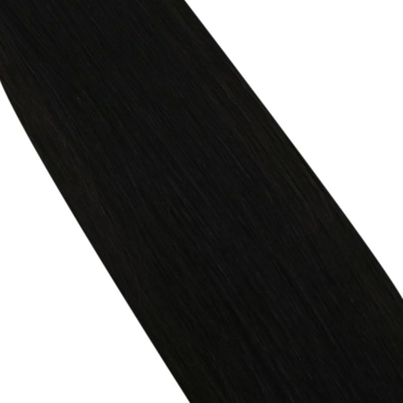 Glattes, natürliches Echthaar, selbstklebende Tape-In-Extensions, unsichtbar, 100 % Echthaar, Tape-In-Haarverlängerungen, Farbe Nr. 1_voghion.com