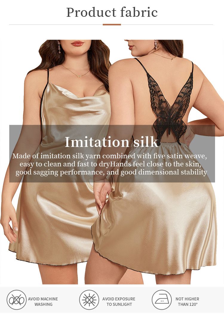 Daenerys Plus Size Abito canotta da donna semplice da casa Pigiama sexy alla moda in seta ghiacciata_voghion.com