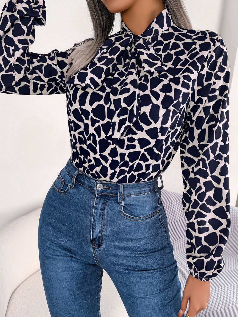 Women's fashion lantern sleeve chiffon top_voghion.com