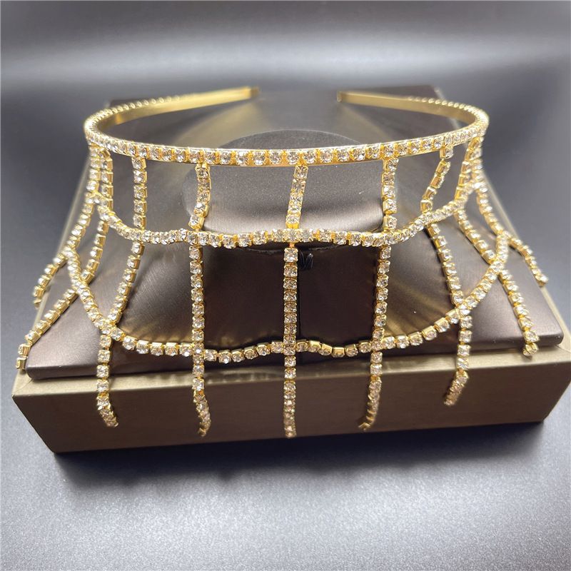 Nuovo accessorio per capelli alla moda con strass luccicanti, lunga fascia per capelli con catena a nappa, accessori per gioielli da sposa,_voghion.com
