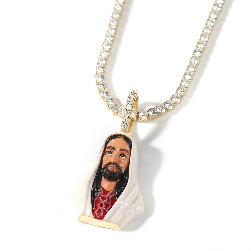 Nuovo ciondolo personalizzato hip-hop con zircone intarsiato in rame e smalto da uomo, accessorio alla moda_voghion.com