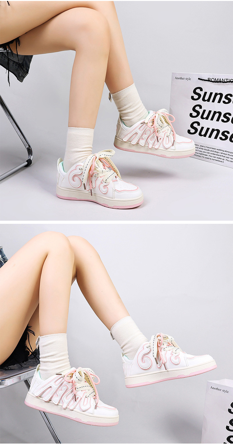 2023 New Low-top Thick-soled Sneakers Women's Casual Double Laces Bread Shoes street photography trend color matching letter sports shoes_voghion.com