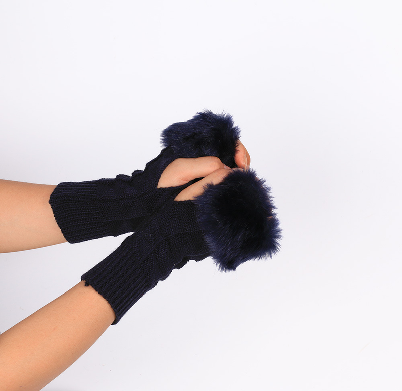 Herrenhandschuhe Neue Strickhandschuhe aus Fell, Halbfinger-Computerhandschuhe aus Fell, warmer Fleck, Herbst und Winter, mittellang und lang, Kaninchenfell_voghion.com