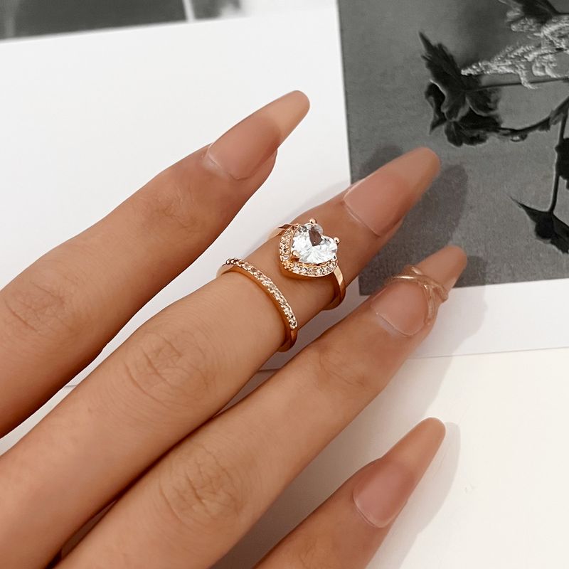 Moda GUFTM 2024 Nuovo set di anelli per unghie aperte con intarsi in zircone color oro, anelli per unghie aperte con giunture per manicure creative punk per le donne, tendenza per feste_voghion.com