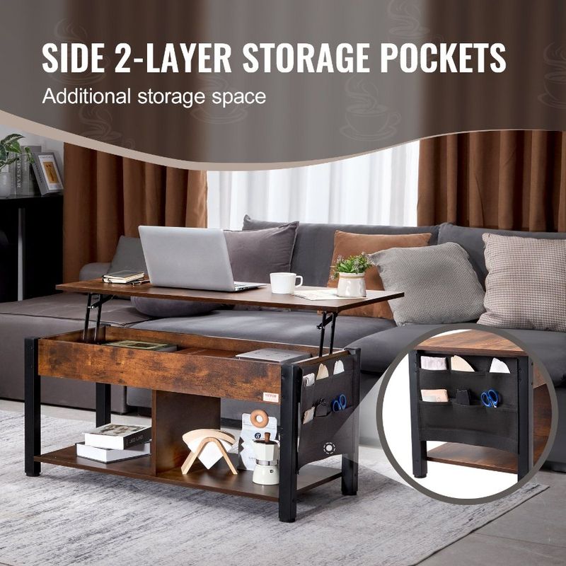 For Living Lift Brown Coffee Rectangle Table Table 41.7 Top Coffee Room_voghion.com