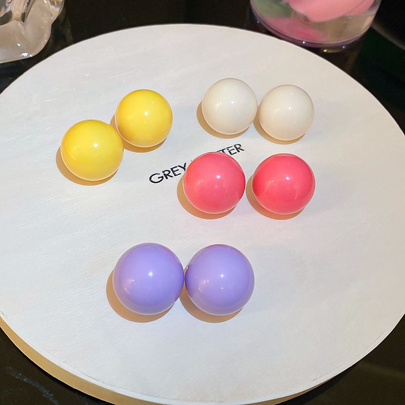 Orecchini sferici rotondi color caramello Orecchini macaron piccoli toffee moda orecchini in argento da donna_voghion.com