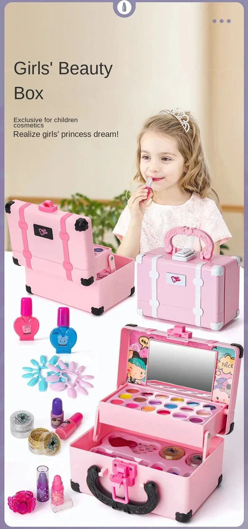 Make-up-Set für Kinder, Make-up-Set für Mädchen, Prinzessinnen-Make-up-Set, ungiftiges Kosmetikspielzeug, frühes Lernen, pädagogisches Spielzeug für Mädchen, Geschenk_voghion.com