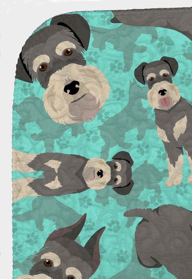 Schnauzer Quilted Blanket 50x60 Artwork Pattern Quilted Throw Blanket for Bed, Couch, Sofa, Soft and Lightweight_voghion.com