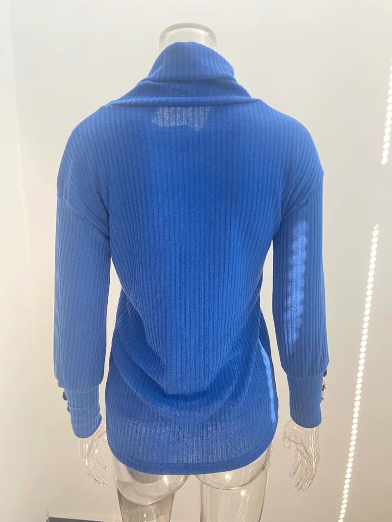 Sweat-shirt à col roulé en tricot pour femme, automne-hiver 2023_voghion.com
