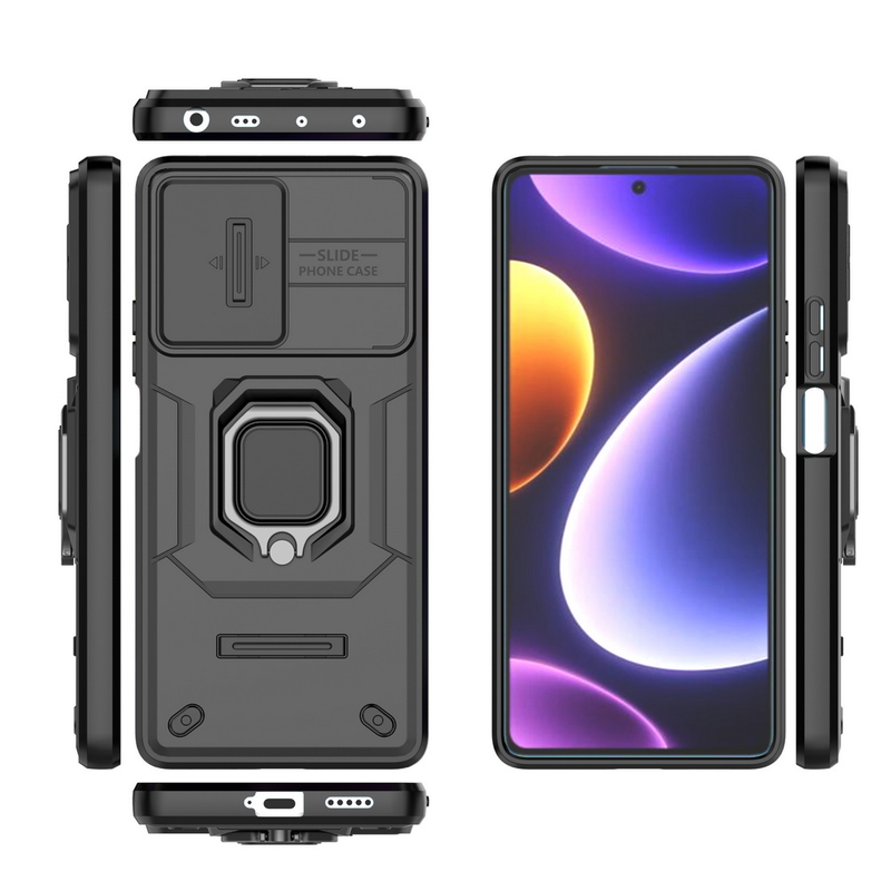 Schiebe-Kameraobjektiv-Schutzhülle für POCO F5 POCO X5, Metallringschnalle, Autohalter-Abdeckung_voghion.com