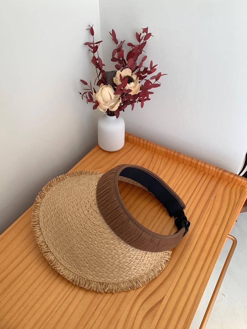 Cappello di protezione solare Big Eaves, cappello da sole estivo, da spiaggia, da viaggio, ultravioletto, per vacanze, cappello da sole con parte superiore vuota, cappello di paglia_voghion.com