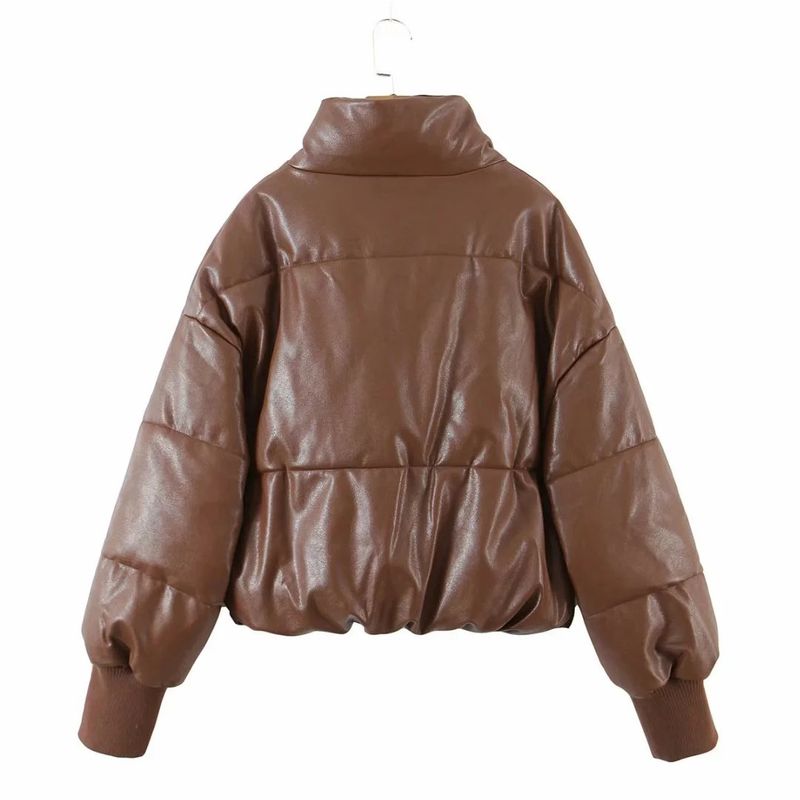 Women's clothing Women's cotton coat new stand-up collar zipper pocket thickened warm cotton coat 8AS2305A_voghion.com
