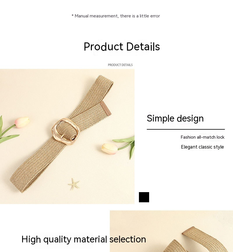 New Fashion Gold Elastic Dress with Wide Waist Belt and Versatile Decoration, Geometric Exaggeration of Waistband_voghion.com