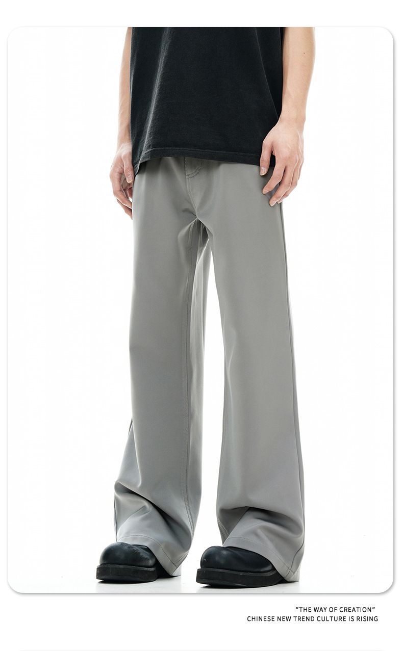 Unisex Retro Flared Trousers – Clean Fit Wide-Leg Pants With Stacked Hem (93% Polyester, S-XXL, Sage Green/Black)_voghion.com