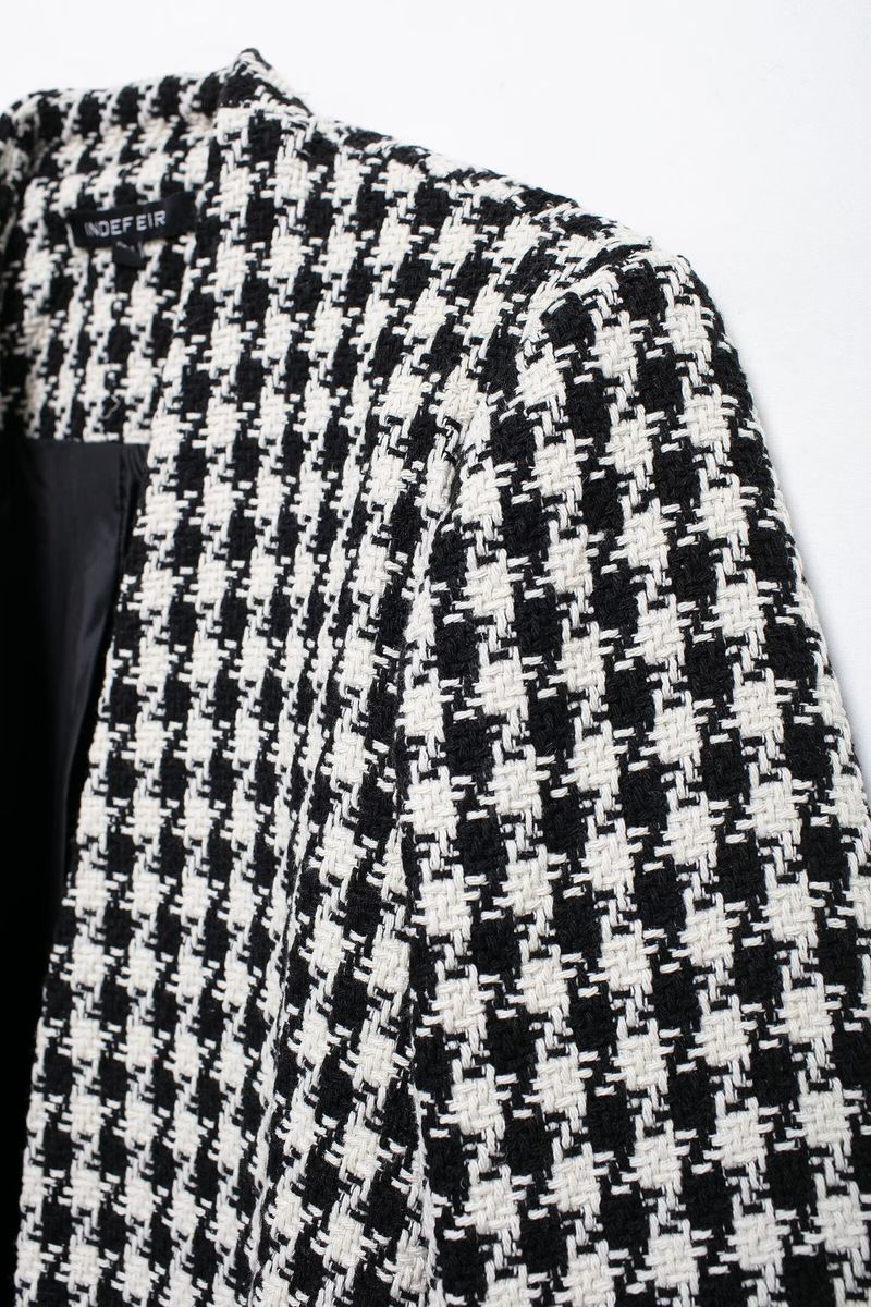 Cappotto in lana Thousand Bird Grid semplice e versatile francese da donna autunno/inverno 2024_voghion.com