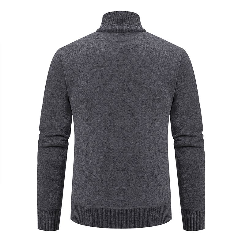 2023 winter men's sweater sweater cardigan high collar slim lapel trend thickened warm jacket_voghion.com