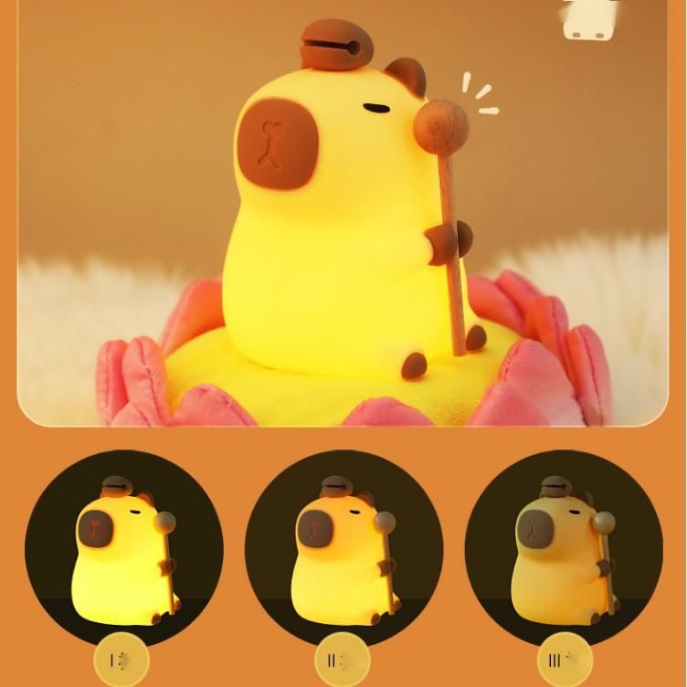 Smart Voice Tap Capybara Holz Fisch Geschenk Internet Promi Jungen Mädchen Silikon Nachtlicht_voghion.com