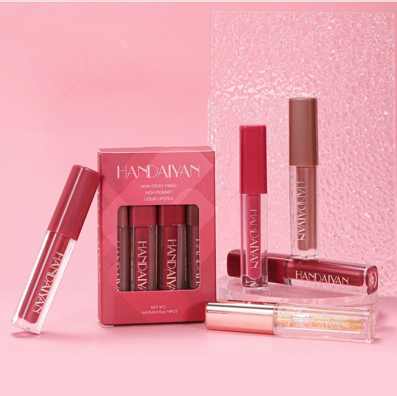 HANDAIYAN Square Tube Lip Gloss Set - Waterproof, Easy To Apply, Pearl & Matte, Long-Lasting_voghion.com
