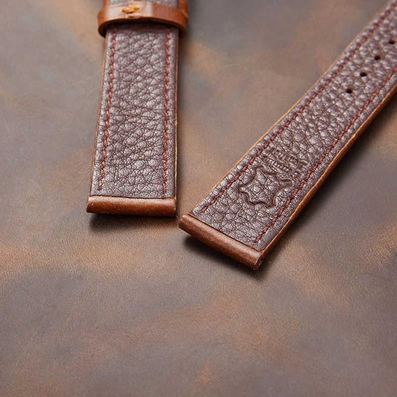 Vintage Italian Leather Watch Band - Genuine Oil Wax Leather, Ultra-Thin, Color-Changing Strap For 18/19/20/21/22mm Watches, Retro & Elegant Style_voghion.com