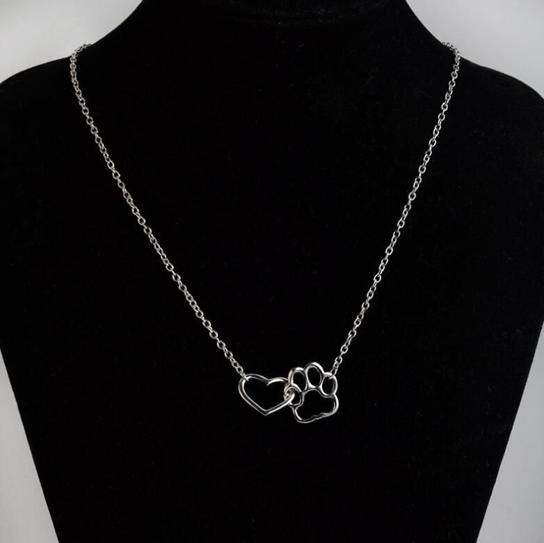 New Dog Paw Footprint Necklace Ins Style Hollow Heart Collarbone Chain Trendy_voghion.com