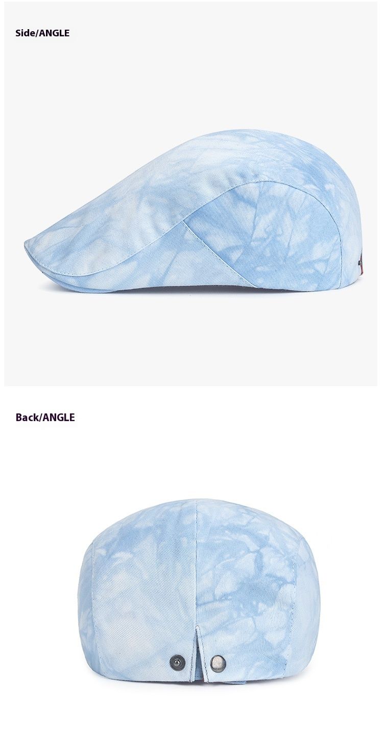 Spring and Summer Ink Men's Beret Tie Dyed Duck Tongue Women's English Literary Newspaper Boy Forward Hat_voghion.com