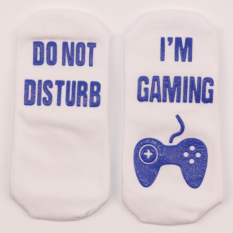 Mid-tube socks soles letter non-slip glue creative casual sports socks game socks_voghion.com