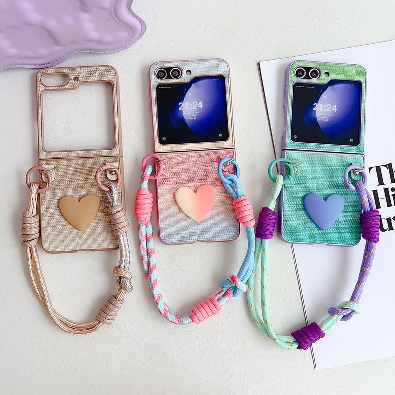 Three-dimensional love small fragrant wind for Samsung zflip5 mobile phone case new zflip3/4 folding screen saver sheath_voghion.com