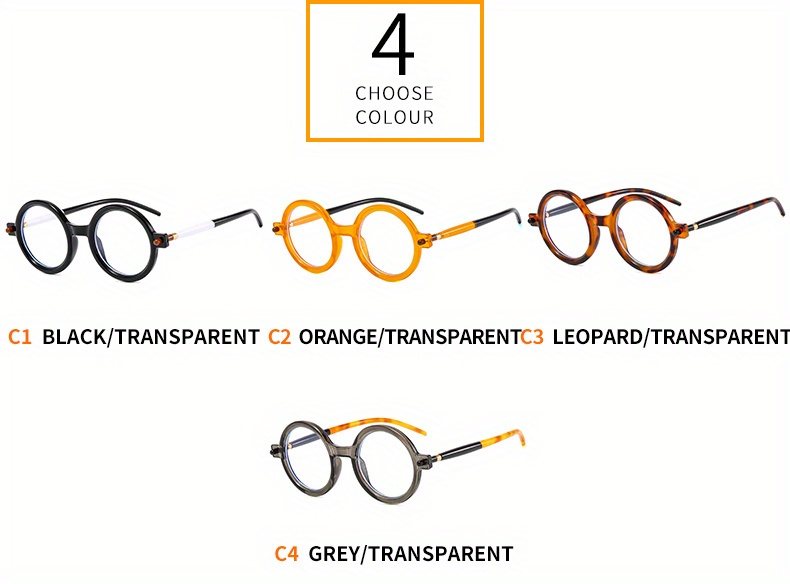 Men's Round Frame Flat Lens Trendy Mixed Color PC Glasses Vintage Decorative Eyewear_voghion.com