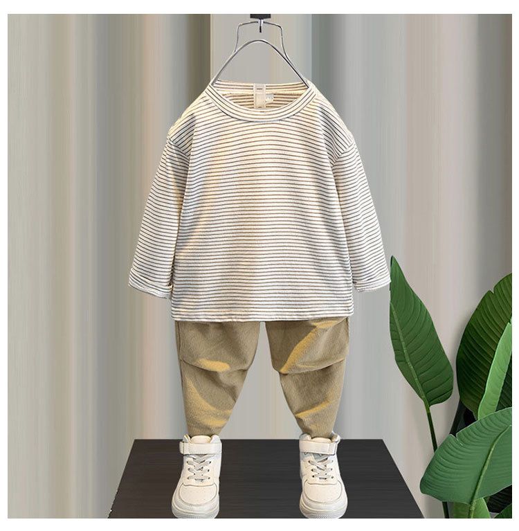 Nuova giacca in velluto a coste Bos primavera e autunno 2025, camicia stile street, set da lavoro per bambini in tre pezzi_voghion.com