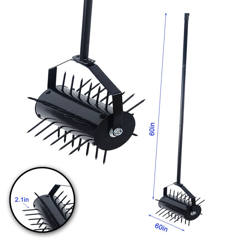 Rolling Manual Lawn Aerator, Home Aerator Lawn Tool Pusher, 58-inch Handle Push Lawn Aerator For Lawns, Yards And Gardens_voghion.com