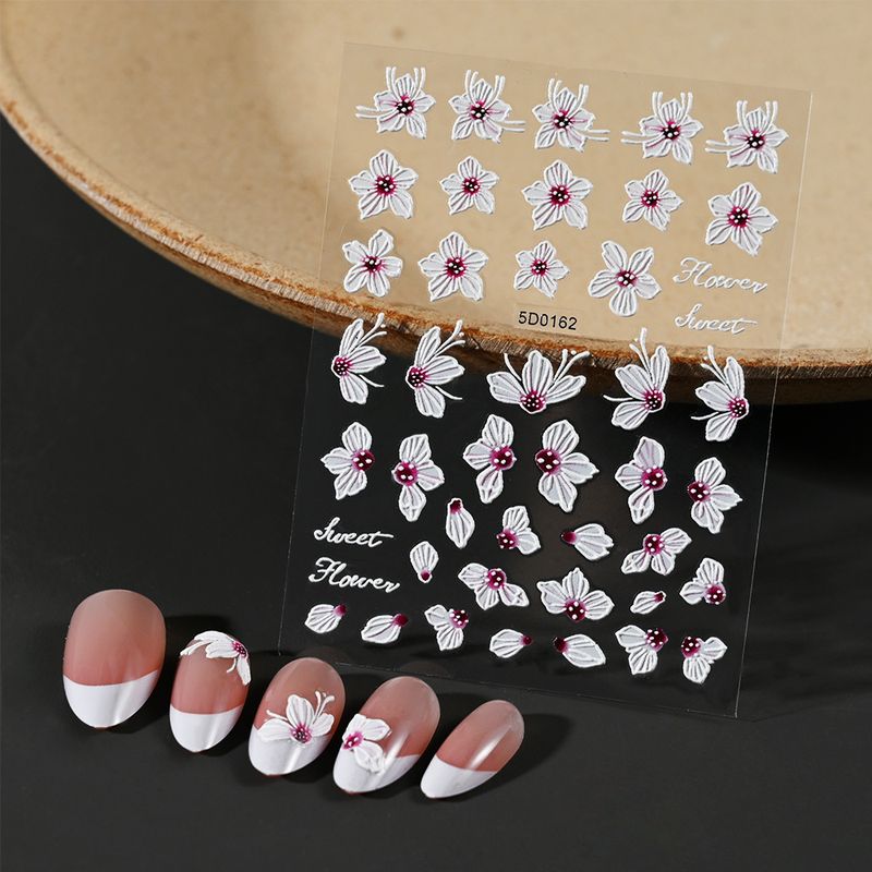 Nagelaufkleber mit Blumenprägung – Kleine Größe 6 x 8 cm | Preisgünstige 3D-Relief-Nagelaufkleber, Vorteilspackung_voghion.com
