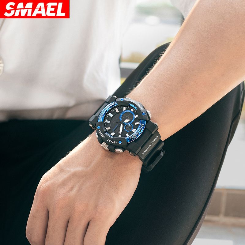 SMAEL Dual Display Digital Sports For Men Students Versatile Luminous Multifunctional Waterproof Electronic Watch_voghion.com