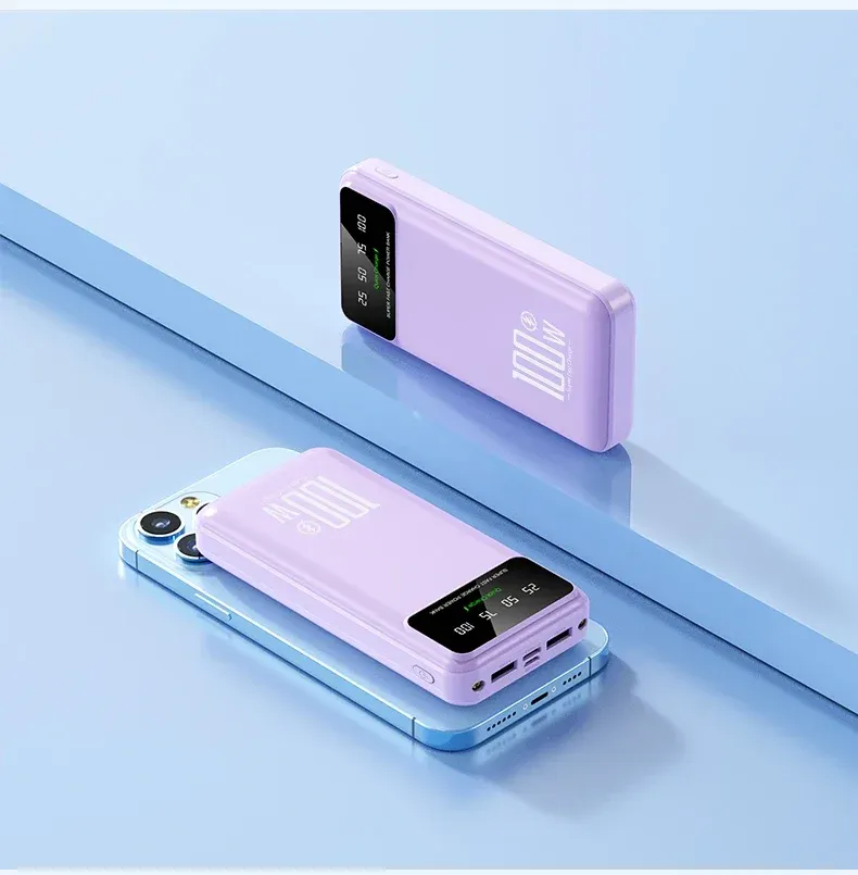 Batterie externe portable 100 W ultra-rapide avec éclairage LED, 30 000 mAh, haute performance, affichage numérique, pour iPhone et Huawei_voghion.com