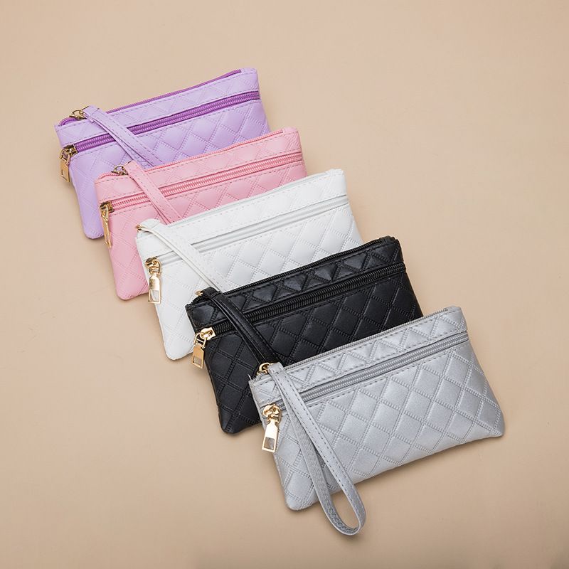 Nuovo portafoglio trapuntato per donna, stile lungo, pochette alla moda casual di grande capacità con doppia cerniera, porta telefono e porta monete_voghion.com