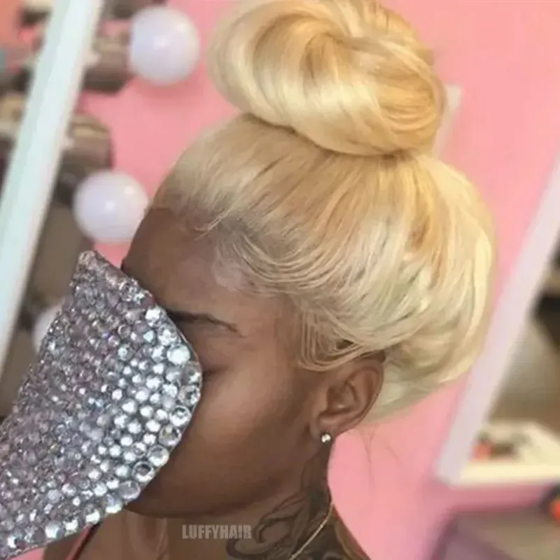 Blonde glatte Bob-Perücke 613, volle Spitze, kurze Bob-Perücken, Echthaar, Seidenbasis_voghion.com