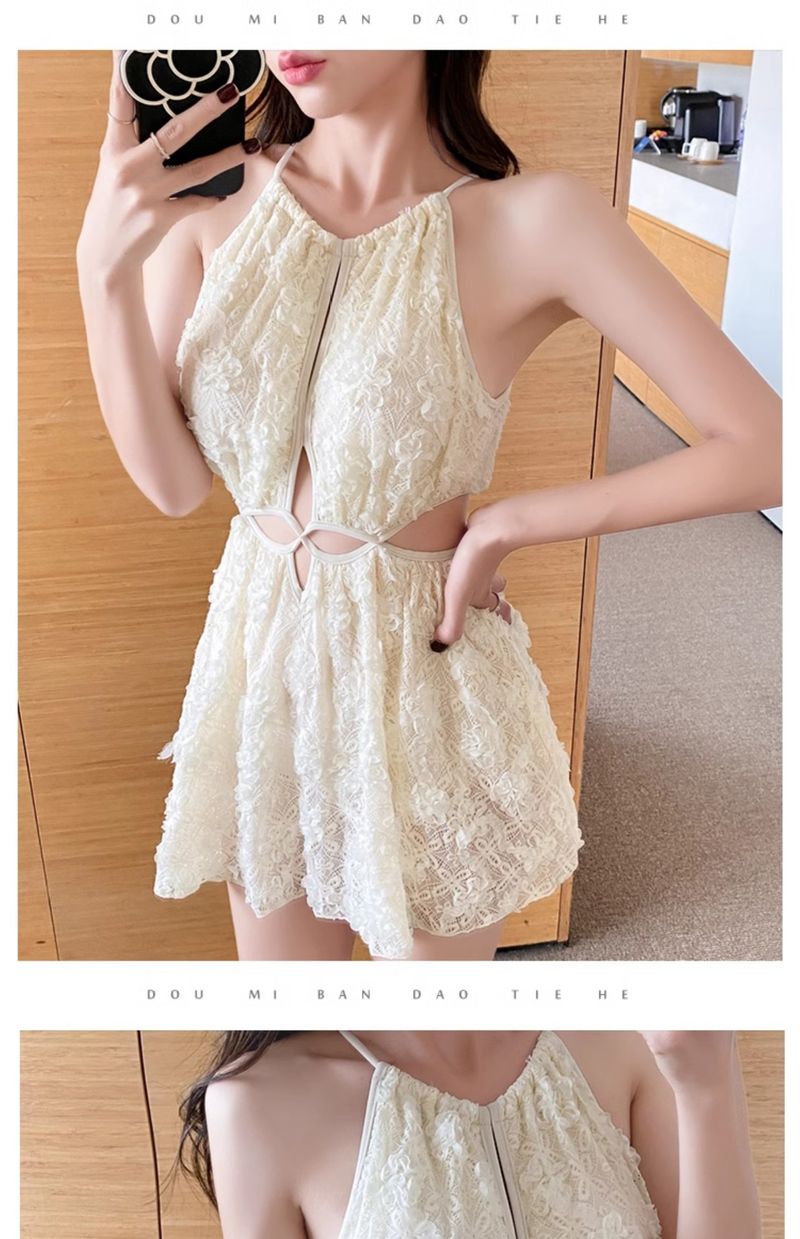 Lace Sexy Tummy-Control Slimming Backless Fairy Style New Hot Internet Celebrity Pure Desire Swimsuit_voghion.com