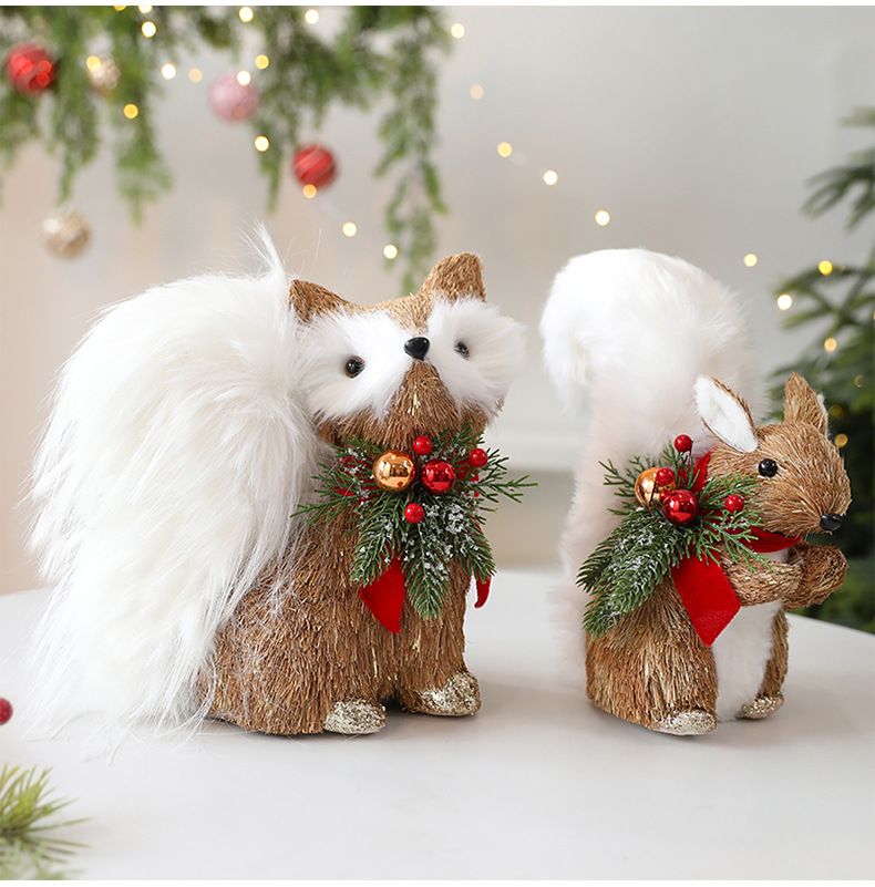 Festive Foam Christmas Animal Decorations Set - Fox, Squirrel & Reindeer Ornaments For Tree, Window And Holiday Display (European Style)_voghion.com