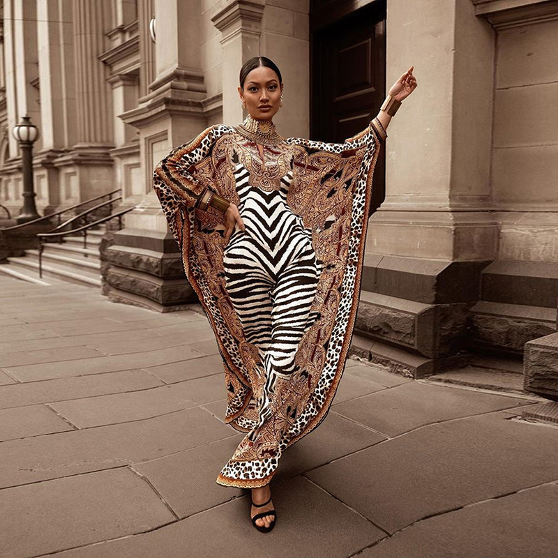 New Women's Clothing Positioning Printed Skirt Muslim Large Loose Robe Dress_voghion.com