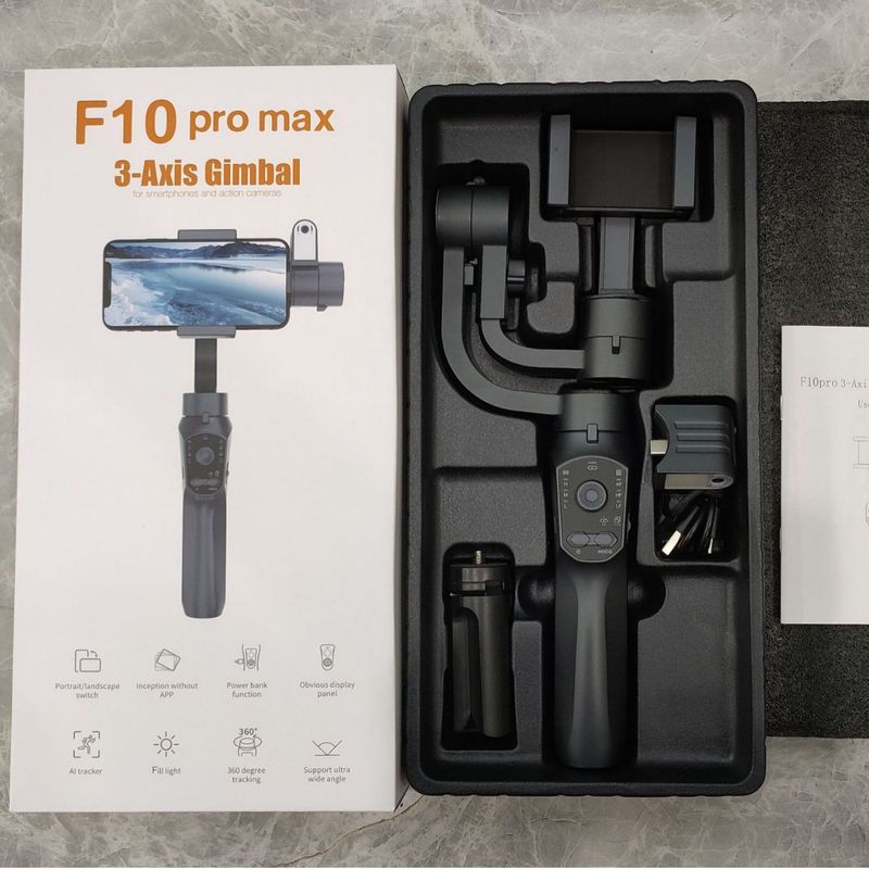 F10 PRO MAX Telefon ręczny Trójosiowy stabilizator Gimbal Anti Shake AI Śledzenie Internet Celebrity Live Vlog Artefakt_voghion.com