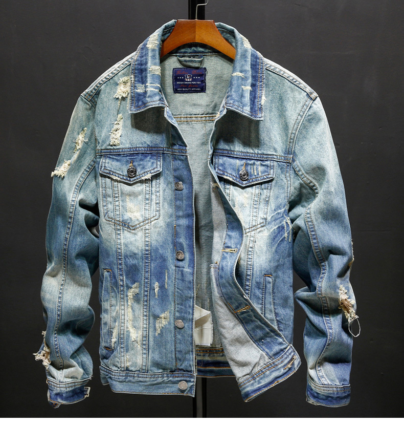 Grenzüberschreitende Jeansjacke für Außenhandel und Freizeitpersönlichkeit Herrenbekleidung Joker Mode schlanke Herren-Jeansjacke_voghion.com