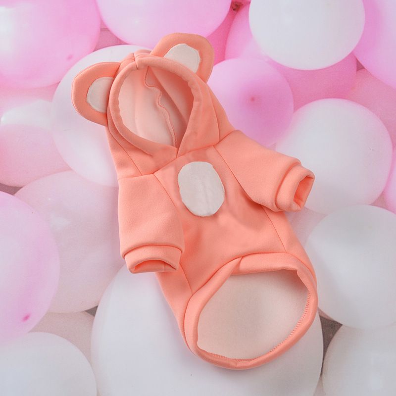 2021 autumn and winter new pet cute transformation clothes small dog Bear ears dog clothes fleece-lined warm teddy bear_voghion.com