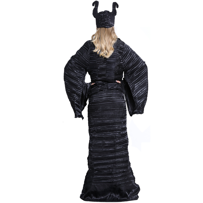 M-3XL Große Größe Halloween Kostüm Maleficent Dark Witch Kostüm Horn Hexe Kostüm Uniform_voghion.com