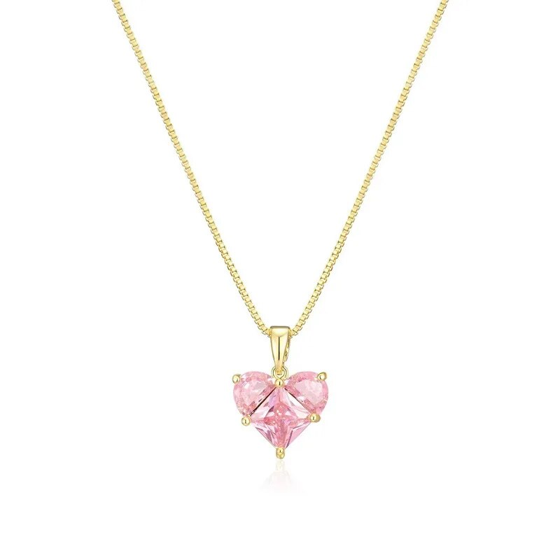 2024 Nieuwe modetrend Ige Y2k Crystal Pink Zircon Heart Pendant-ketting voor vrouwenmeisjes Elegante en zoete punkfeest_voghion.com