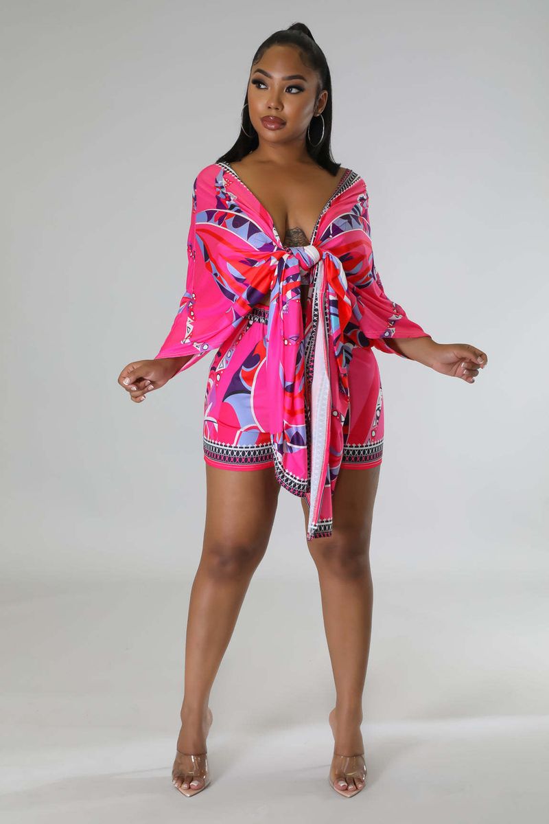 Damenbekleidung Jacke und Shorts Positionierungsdruck Zweiteiliges Set_voghion.com
