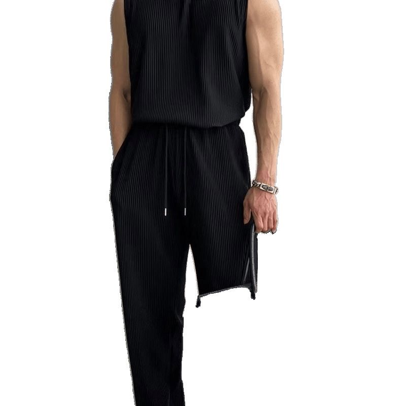 Canotta sportiva estiva senza maniche da uomo per uomo maturo, elastica, ad asciugatura rapida, ampia e traspirante, set da due pezzi_voghion.com
