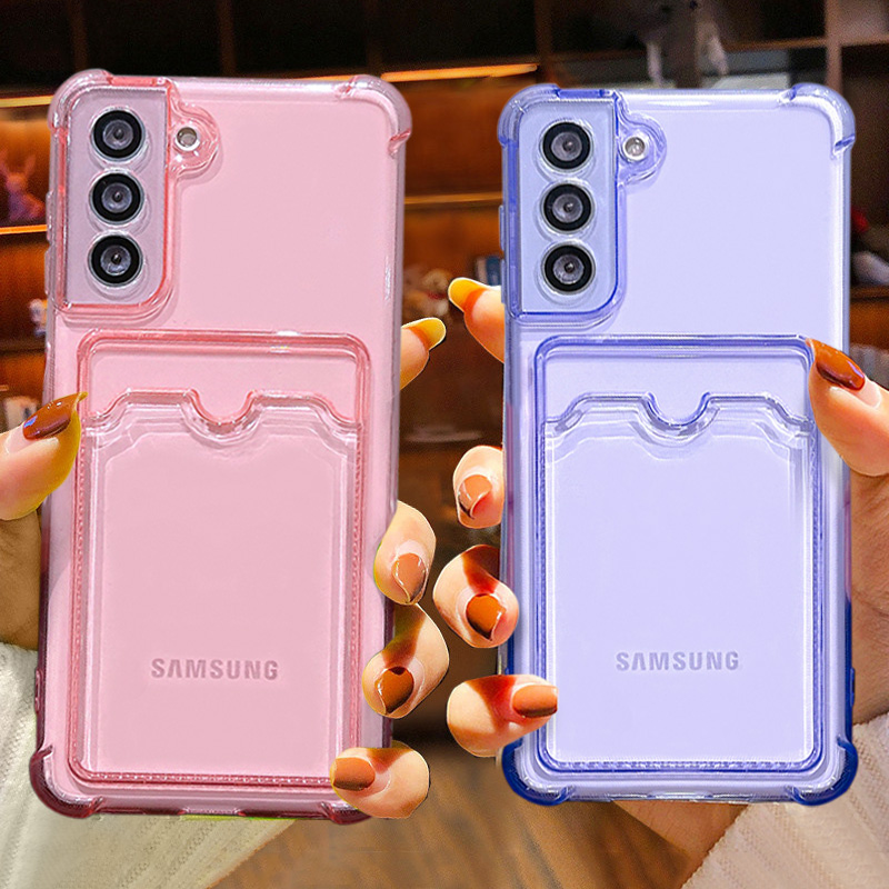 Capa de telefone transparente à prova de choque para Samsung Galaxy A52 A72 A32 S21 S20 FE S22 Ultra Note 20 Ultra capa de cartão com parte traseira macia TPU Co_voghion.com