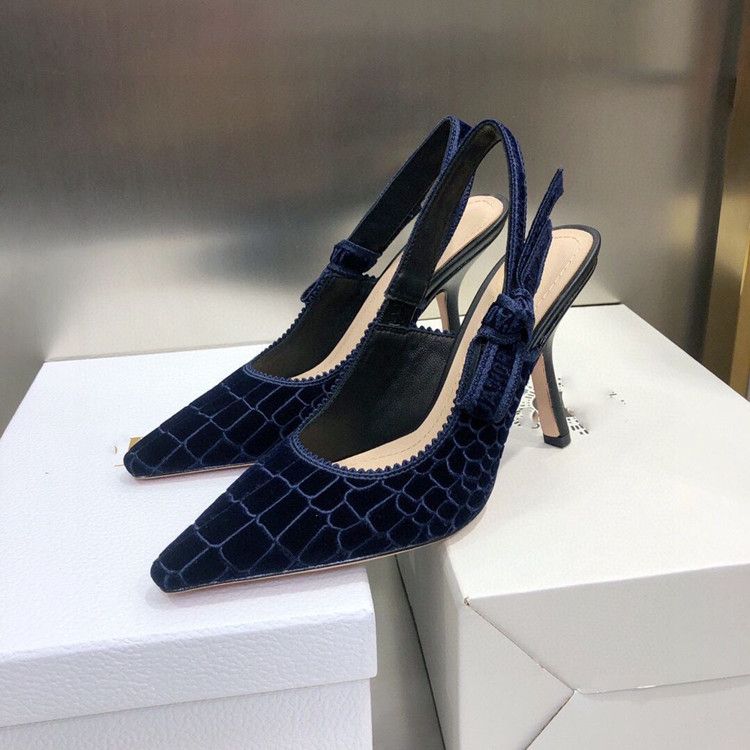 Scarpe da donna di alta qualità 2022, nuove, con fiocco blu, punta a punta, tacco alto in rilievo coccodrillo, scarpa singola_voghion.com