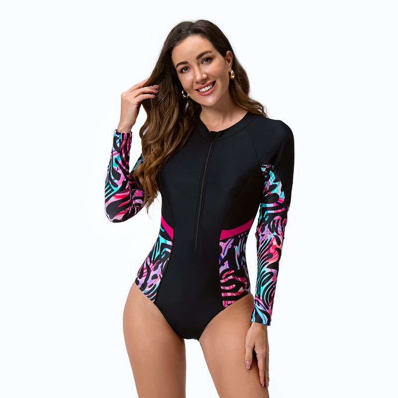 2024 Europees en Amerikaans grensoverschrijdend nieuw eendelig badpak met lange mouwen, surfpak, duikpak, damesbadpak, bikini, bikini_voghion.com