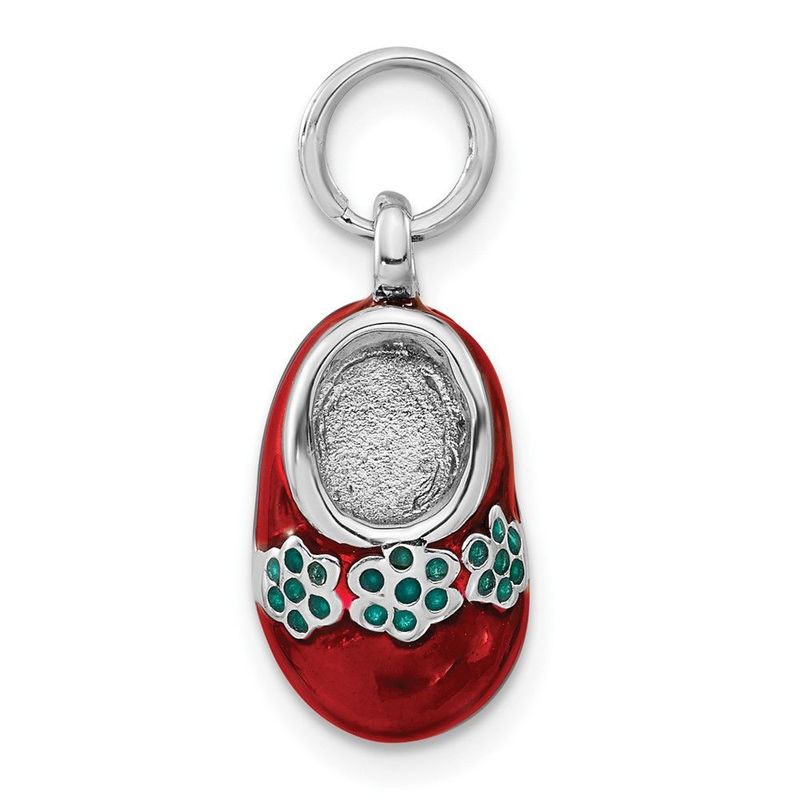 Sterling Silver 3-D Polished Blue & Red Enameled Shoe Charm_voghion.com